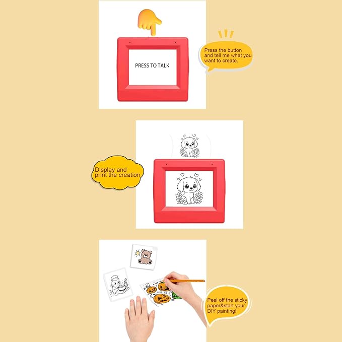 Fafeicy AI Voice Sticker Printer with 2.8 Inch Display, Inkless Portable Thermal Sticker Maker Mini Label Printer for Home School Office