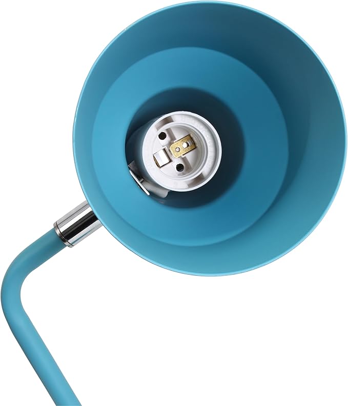 Simple Designs LD1078-CYN 15.2" Sleek Essentials Metal Cone Shade Desk Lamp with Adjustable Shade, for Office, Desk, Nightstand, Dorm, Cyan Blue