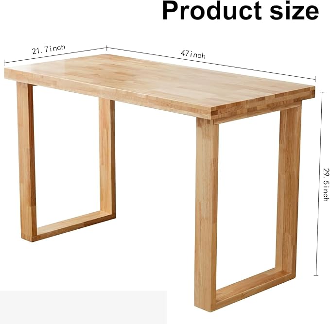 Solid Wood Desk, Wooden Computer Desk for Home Office, Gaming Study Desk for Small Spaces, Writing Work Desk for Bedroom,Easy Assembly (Wood Color 47inch)