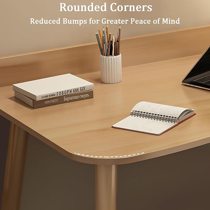 Computer Home Office Desk with Drawers, Multipurpose Wood Table Computer Workstation Study Writing Table Modern Simple Zero Assembly Without Chair(39.5" L x 19.5" W x 29" H, Natural)