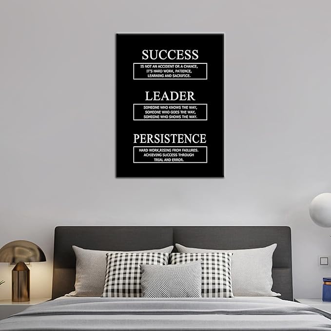 PSYYSP Motivational Canvas Wall Art Success Leader Persistence Entrepreneur Quotes Poster Inspirational Positive Picture Print Artwork for Living Room Office Wall Decor Ready to Hang [18''Wx24''H]