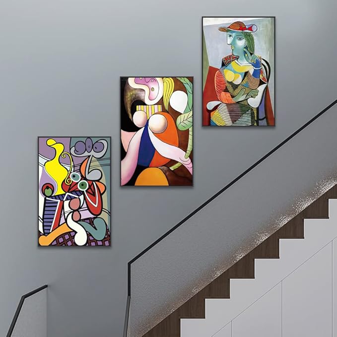 Aesthetic Abstract Canvas Framed Wall Art Large Size 24" X 16" X 3 Pieces Modern Art Natural Minimalist Posters Prints Living Room Bedroom Bathroom Kitchen Office Wall Decor (Black)