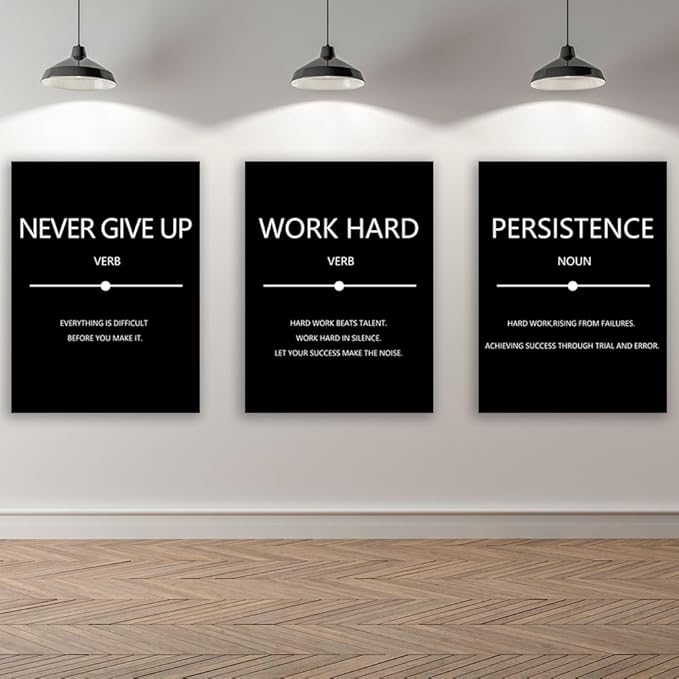 Inspirational Success Canvas Wall Art - Hustle Posters Prints - Entrepreneur Quote Wall Picture - 3 Pieces Artwork - Framed - Easy to Hang (72'Wx36'H)