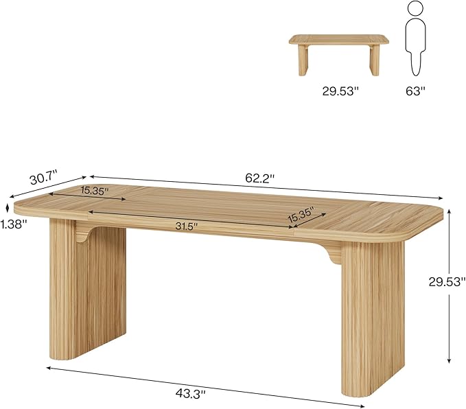 Tribesigns 62-Inch Modern Executive Desk, Wood Office Desk, Large Aesthetic Computer Desk with Double Pedestal, Workstation for Home Office (Natural Oak)