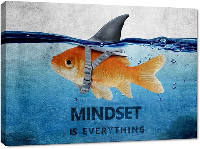 Yatsen Bridge Modern Inspirational Canvas Wall Art Mindset is Everything Motivational Quotes Office Wall Decor Entrepreneur Posters Framed Ready to Hang for Living Room Decor - 28''Hx44''W