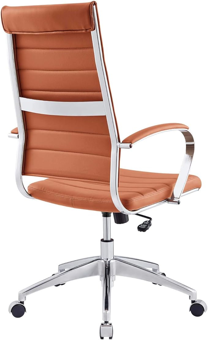 Modway Jive Ribbed High Back Tall Executive Swivel Office Chair With Arms In Terracotta