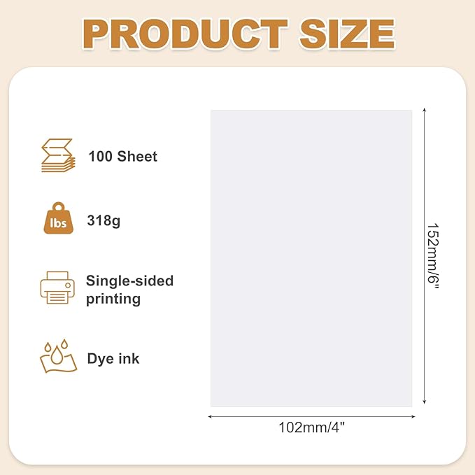 MECCANIXITY 100 Sheets Glossy Photo Paper, 4x6 Inches Picture Paper 210gsm Glossy Card Stock for Inkjet Printing Printer,Making Pictures Greeting Card Printing