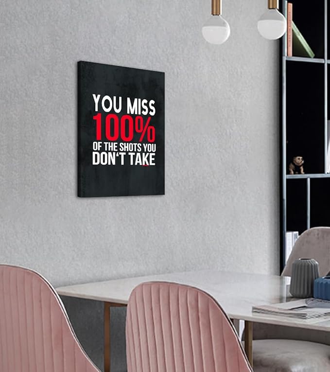 Yatsen Bridge Motivational Wall Art - You Miss 100% Of The Shots Quote, Framed Inspirational Canvas Prints Teamwork Poster for Office & Home Decor (24x36 Inch)