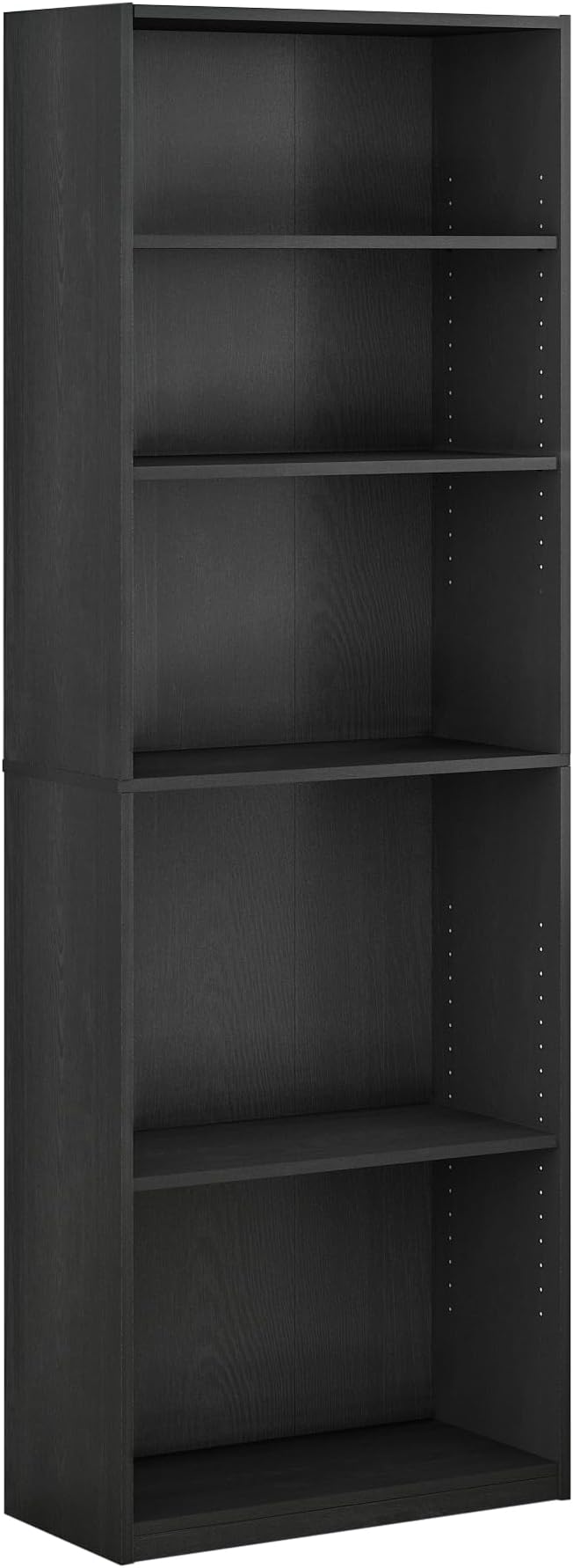 Furinno Jaya Book Shelf, 5-Tier Bookshelf, Bookcase with Adjustable Shelves, 9.5 x 24.5 x 71.2, for Organization and Storage, for Living Room, Bedroom, Home Office, Blackwood