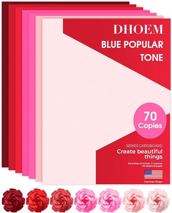 70 Sheets Red Tones Cardstock & Reds Construction Paper, Heavyweight for Printers 7 Gradient Colors Cardstock& Red Tones, Double Sided for Crafts, Scrapbooking & Printing