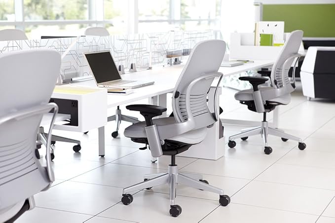Steelcase Leap Office Chair, Black Frame and Buzz2 Sky Fabric