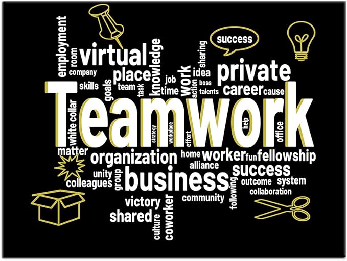 Teamwork Motivational Canvas Print Wall Art Large Poster Inspirational Quotes Picture Painting Inspiring Theme Artwork for Living Room School Office Wall Decoration Stretched and Framed [40''Wx 30''H]