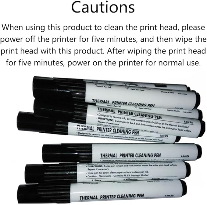 SagaSave Pack of 12 Thermal Printer Cleaning Pen Universal Thermal Printer Unclog Pens White Printhead Cleaner for Thermal Ticket Printers, Thermal Barcode Printers
