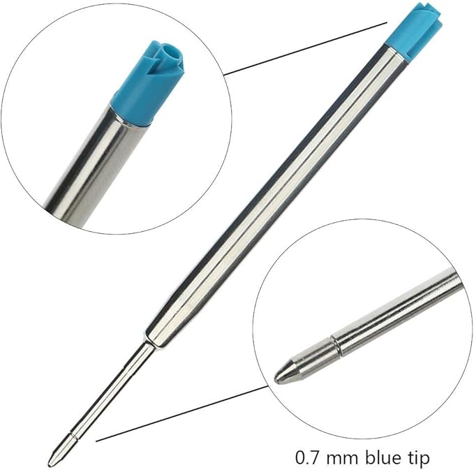 30 Pieces Replaceable Ballpoint Pen Refills 1.0mm Medium Point Metal Refill Smooth Writing Ball Point Pen Refills Black & Blue Ink