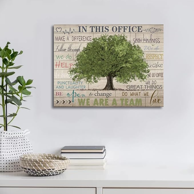Inspirational Quotes Wall Art Prints Motivational Sayings Wall Decor Rustic Green Tree Picture Posters Framed Canvas Wall Decor for School Office Classroom College Decoration, 16x24 Inch