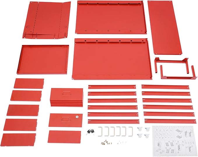 6-Drawer Metal File Cabinet, Mobile File Cabinet with Lock, Rolling Vertical Filing Drawers Under Desk for Home Office, 11 * 16 * 27in (Red)