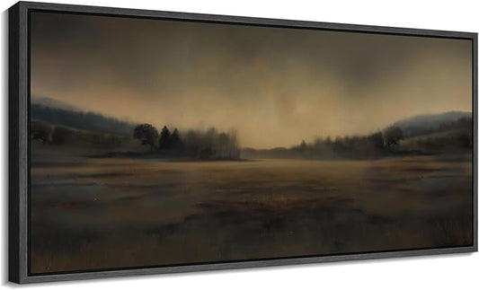SIGNFORD Extra Large Framed Canvas Print Wall Art Soft Focus Golden Horizon Landscape Illustrations Modern Art Calm Warm for Living Room, Bedroom, Office - 60"x30"