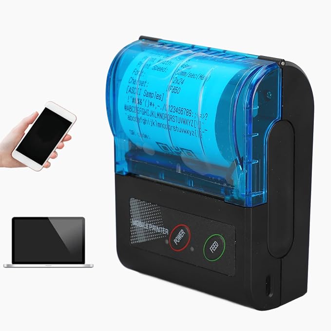Walfront Pocket Inkless Thermal Printer Mini Portable Photo Printer Clear HD Picture Quality Fast Printing Speed for Home Traveling Office