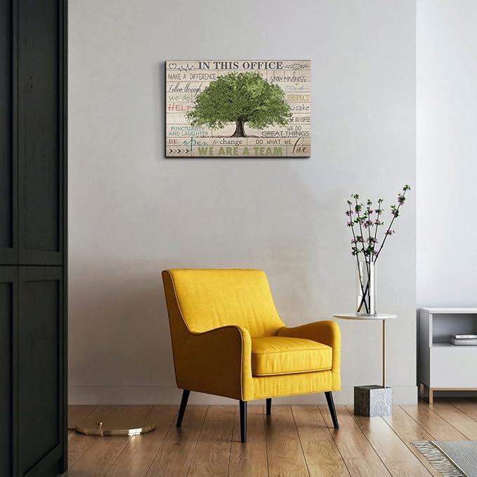 Inspirational Quotes Wall Art Prints Motivational Sayings Wall Decor Rustic Green Tree Picture Posters Framed Canvas Wall Decor for School Office Classroom College Decoration, 16x24 Inch