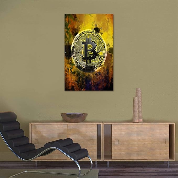 Bitcoin Canvas Wall Art Motivational Hodl Crypto Btc Posters Modern House Inspiration Office Decor Motivation Inspire Cryptocurrency Trader Hodler Inspirational Prints Artwork Decorations(28"Wx44"H)
