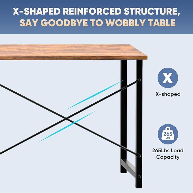 DUMOS 55 Inch Office Computer Desk Modern Simple Style Writing Study Work Table for Home Bedroom - Wood Brown