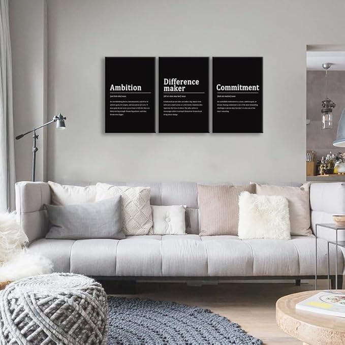 Inspirational Canvas Wall Art Motivational Difference maker Noun Print Quote Commitment Ambition Positive Poster Canvas Painting Modern Office Home Wall Decor Framed Artwork[48''Wx 24''H]