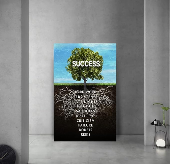 Yatsen Bridge Modern Inspiration Successful Canvas Art Gallery-Wrapped Success Tree Motivational Wall Art Mindset is Everything Painting Stretched by Wooden Frame for Office Decor - 28''Wx44''H