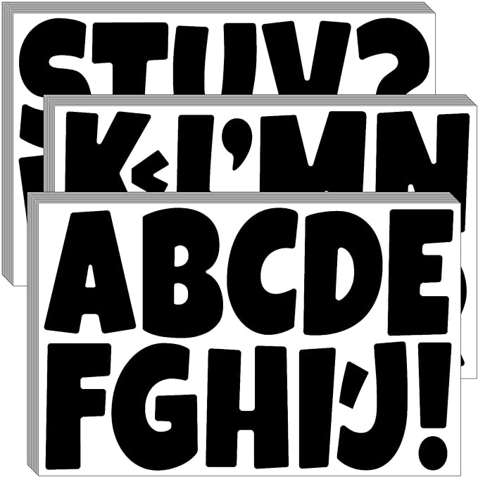 Bemeol Bulletin Board Letters 30 Sheets 3 Inch Stick on Letters Alphabet Cutout Letter for Bulletin Board Display School Classroom Home Decor(Black)