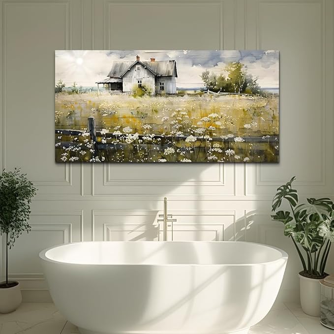 FUHAIHUA Canvas Wall Art For Living Room Large Wall Decor For Office Bedroom Wall Decor Art Watercolor Pictures Rural Landscape Paintings Mural Farmhouse Modern Wall Artwork Decorations 30x60 In