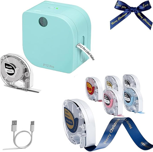 Phomemo P12 PRO Label Maker Machine with 6 Tape, Rechargeable Label Makers Ribbon Printer Machine or Home, Office, Organizing, Kitchen