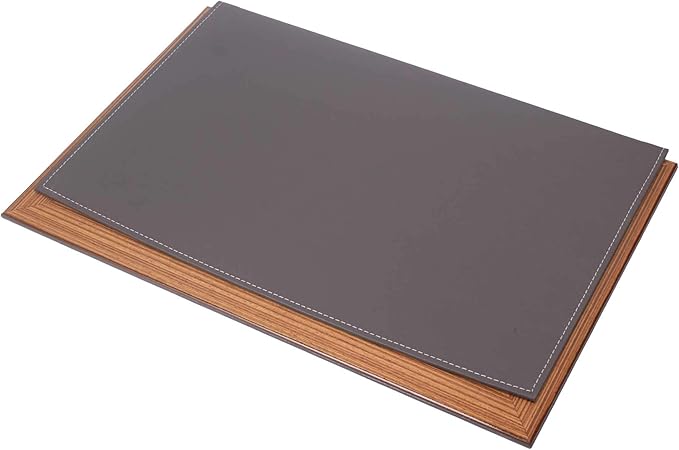 Leather Desk Set - Leather Organizer Desk Set - Walnut Wood Desk Set - Office Product - Office Desk Accessories - Home Office Accessories - Desk Supplies - Desk Accessories Set - 11 PCS (Gray)