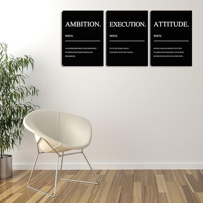 Motivational Quotes Wall Art Room Decor for Office 3 Pieces Posters Room Decor for Men Canvas Wall Art for Office Inspirational Picture Canvas Painting Prints Wall Decor Home Decoration (60"Wx28"H)