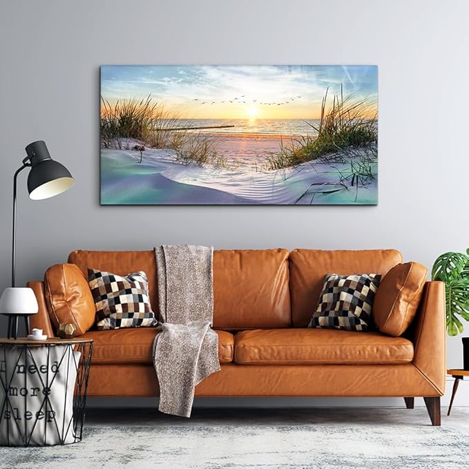 hyidecorart Canvas Wall Art For Living Room Large Size Decor Bedroom Blue Ocean Beach Landscape Paintings Poster Prints Artwork Office Decorations Seascape Pictures Modern Home Works
