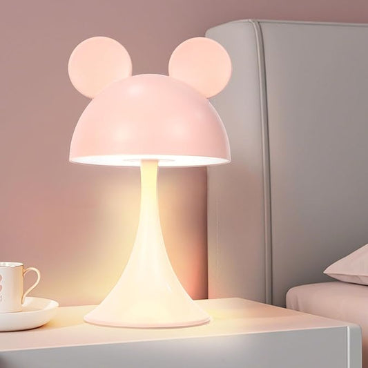 Rechargeable Mouse-Shaped LED Bedside Lamp – Kids Room Night Light with Touch Dimming & 3 Color Temperatures (Pink)