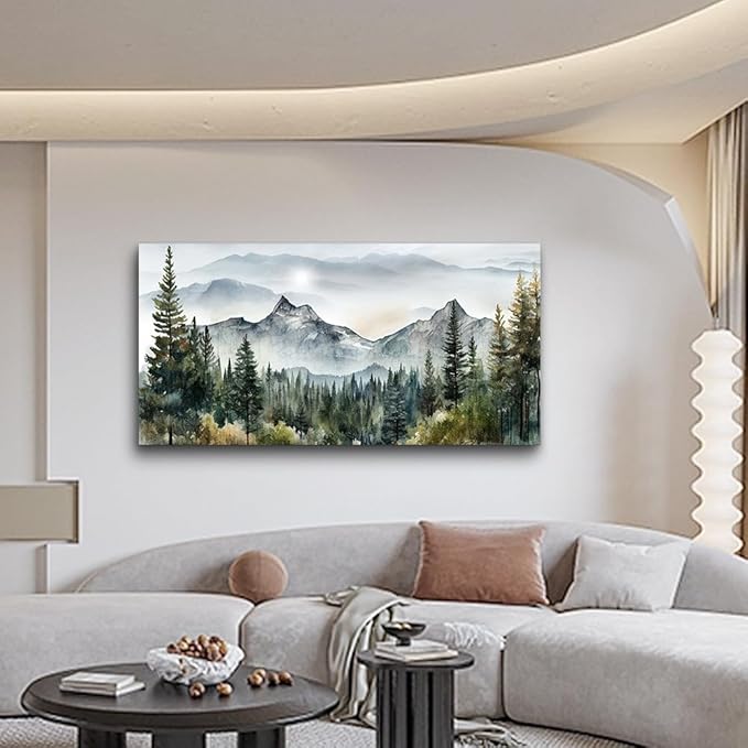 Wapluam Large Canvas Wall Art For Living Room Bedroom Decor Modern Office - Abstract Mountain Landscape Wall Painting Ready To Hang