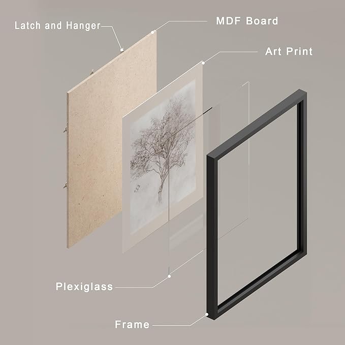 SIGNWIN Framed Poster Bathroom Decor 11"x14"x 8 Black, Wall Art Room Decor Multicolor for Living Room, Bedroom, Office Black White Forest Landscape Female Portrait Vintage Illustrations Bohemian