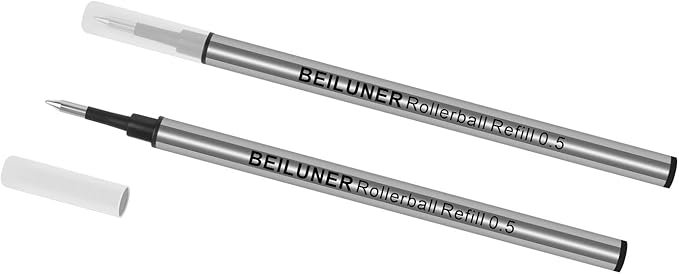BEILUNER 0.5mm Replaceable Refills Compatible Luxury Wooden Ballpoint Pen Writing Set, Black Ink, direct insertion - 9 Pack