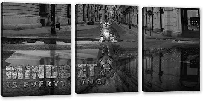 Inspirational Quotes Canvas Wall Art Motivational Ability Motivation Attitude Canvas Paintings Posters Prints Entrepreneur Quote Home Office Bedroom Decor 3 Panels Ready to Hang - 36" W x 16" H