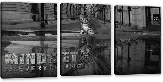 Inspirational Quotes Canvas Wall Art Motivational Ability Motivation Attitude Canvas Paintings Posters Prints Entrepreneur Quote Home Office Bedroom Decor 3 Panels Ready to Hang - 36" W x 16" H