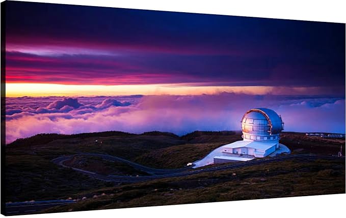 Canvas Wall Art for Living Room Bedroom Observatory at sunset Big Large Wall Art Decor Framed Painting Wall Pictures Prints Artwork Office