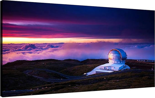 Canvas Wall Art for Living Room Bedroom Observatory at sunset Big Large Wall Art Decor Framed Painting Wall Pictures Prints Artwork Office