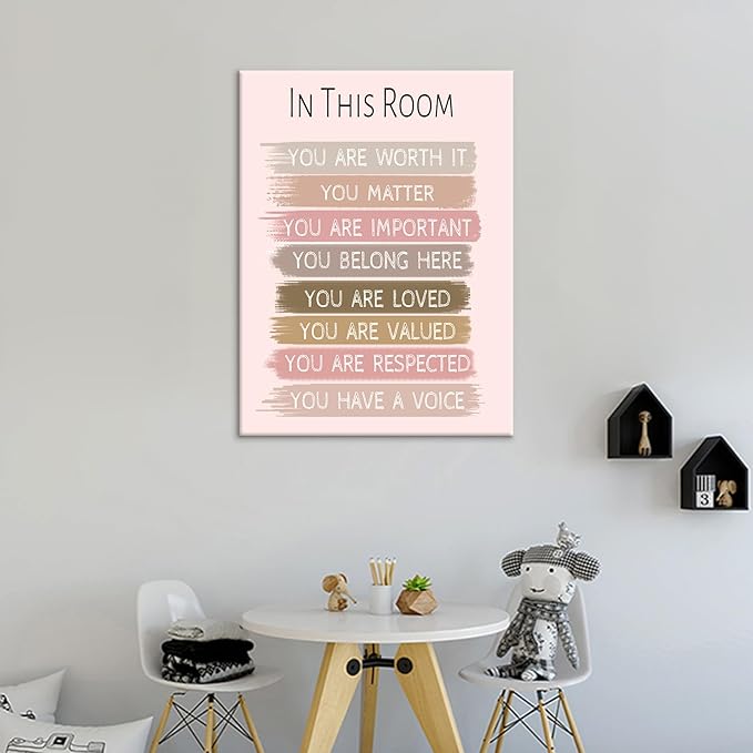 Inspirational Canvas Wall Art Poster Print Classroom Decor Motivational Quotes Positive Affirmation Picture Painting Artwork for Bedroom Workplace Wall Decoration Stretched and Framed [18''Hx24''W]