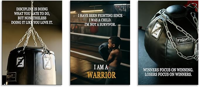 WYJDFART Discipline Poster Struggle and Focus on Motivational Quotes Posters Printed Canvas Modern Artwork Inspirational Wall Decor for Boxing Gym Office Home Framed Ready to Hang[60''Wx 28''H]