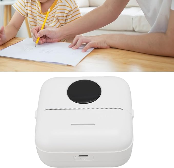 ZJchao Mini Thermal Printer Bluetooth Portable Pocket Thermal Label Printer Paper Fit 800mAh Battery for Home Office Business Travel ABS Black 82x82x45mm
