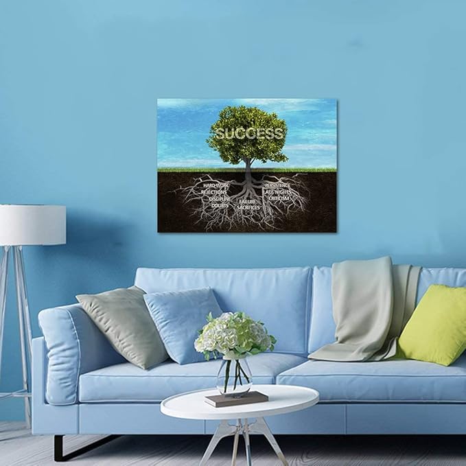 Success Tree Motivational Framed Office Wall Art Canvas Painting Inspiring Art Inspirational Entrepreneur Quotes Persistence Hard Work Motivational Posters Artwork Ready to Hang-44 inch x 28 inch