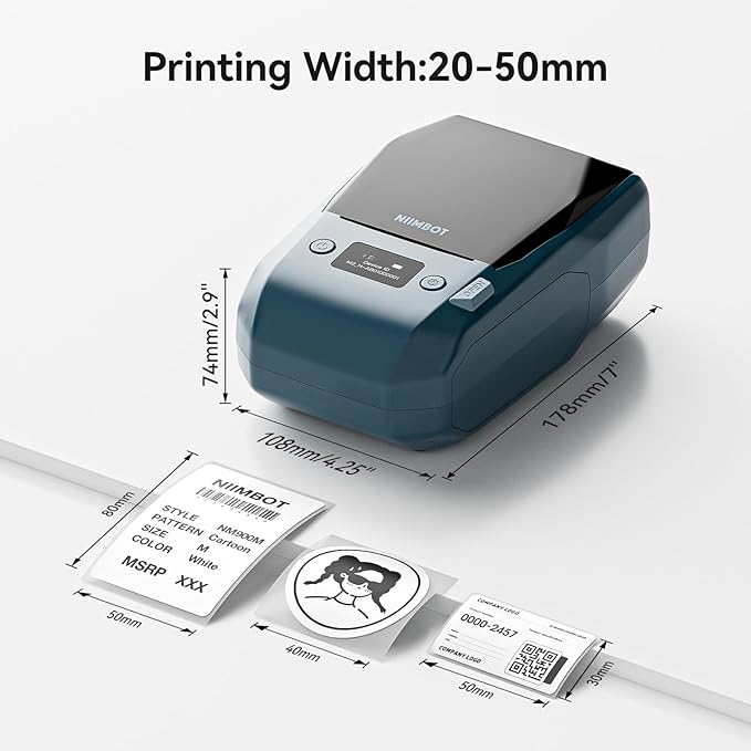 NIIMBOT M2 Thermal Transfer 2Inch Bluetooth Label Maker with 50×30mm Silver Label Tape for Office Small Business School Home Cable Storage, Compatible with Phones & PC