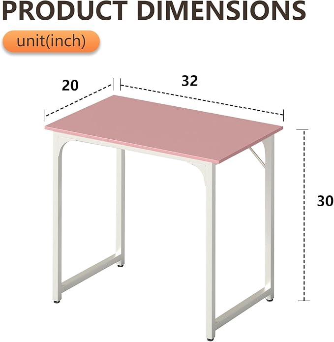 BestOffice Computer Desk,Home Office Desk, Modern Simple Style for Home Office Study Writing (Pink, 32 Inch)