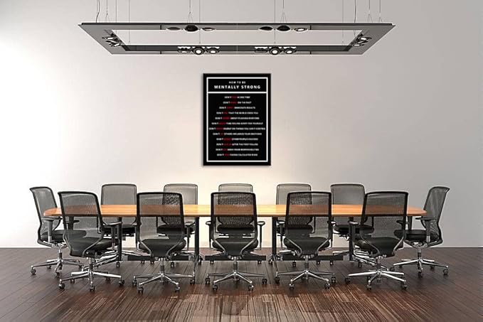 WYJZDZQ8 Motivational Wall Art Inspiration How To Be Mentally Strong Quote Poster Inspirational Canvas Painting Prints Artwork Wall Pictures Living Room Office Decor Framed Ready to Hang[30″W X 40″H]