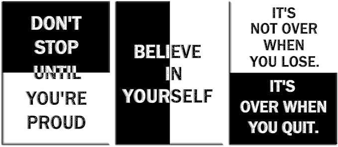 Inspirational Canvas Wall Art Simple Black and White Motivational Poster Print Office Decor Picture Painting Artwork for Modern Home Bedroom Bathroom Wall Decoration Ready to Hang [36''W x 16''H]