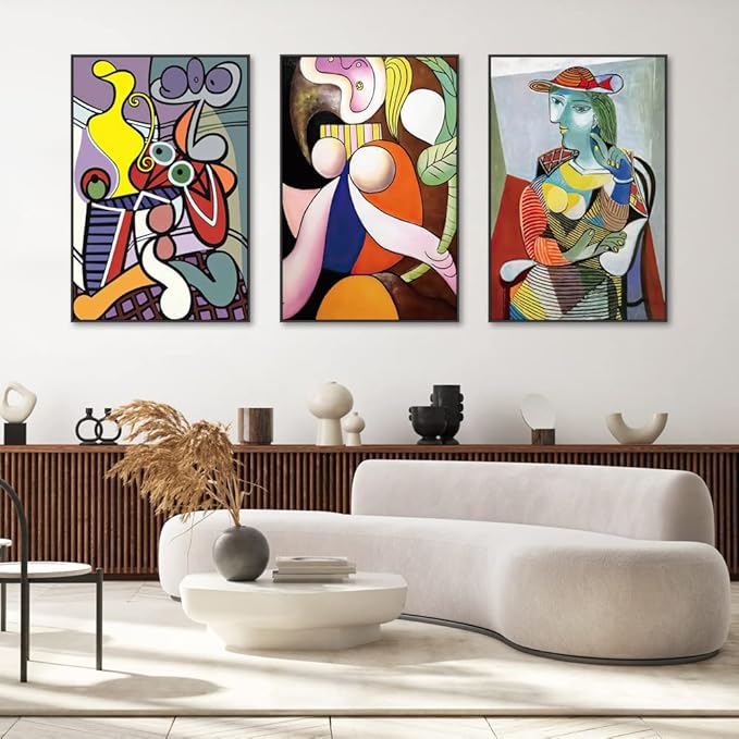 Aesthetic Abstract Canvas Framed Wall Art Large Size 24" X 16" X 3 Pieces Modern Art Natural Minimalist Posters Prints Living Room Bedroom Bathroom Kitchen Office Wall Decor (Black)